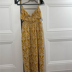 Zara Mustard and White Midi Dress